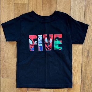 Kids Black 5th Birthday Marvel Graphic T-Shirt